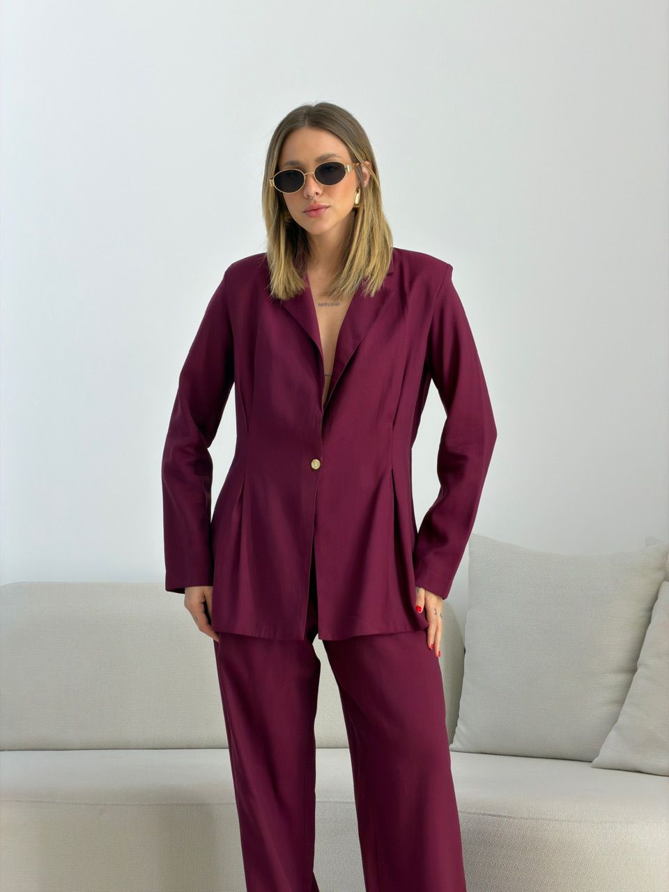 CONJUNTO VIVIAN BLAZER VINHO