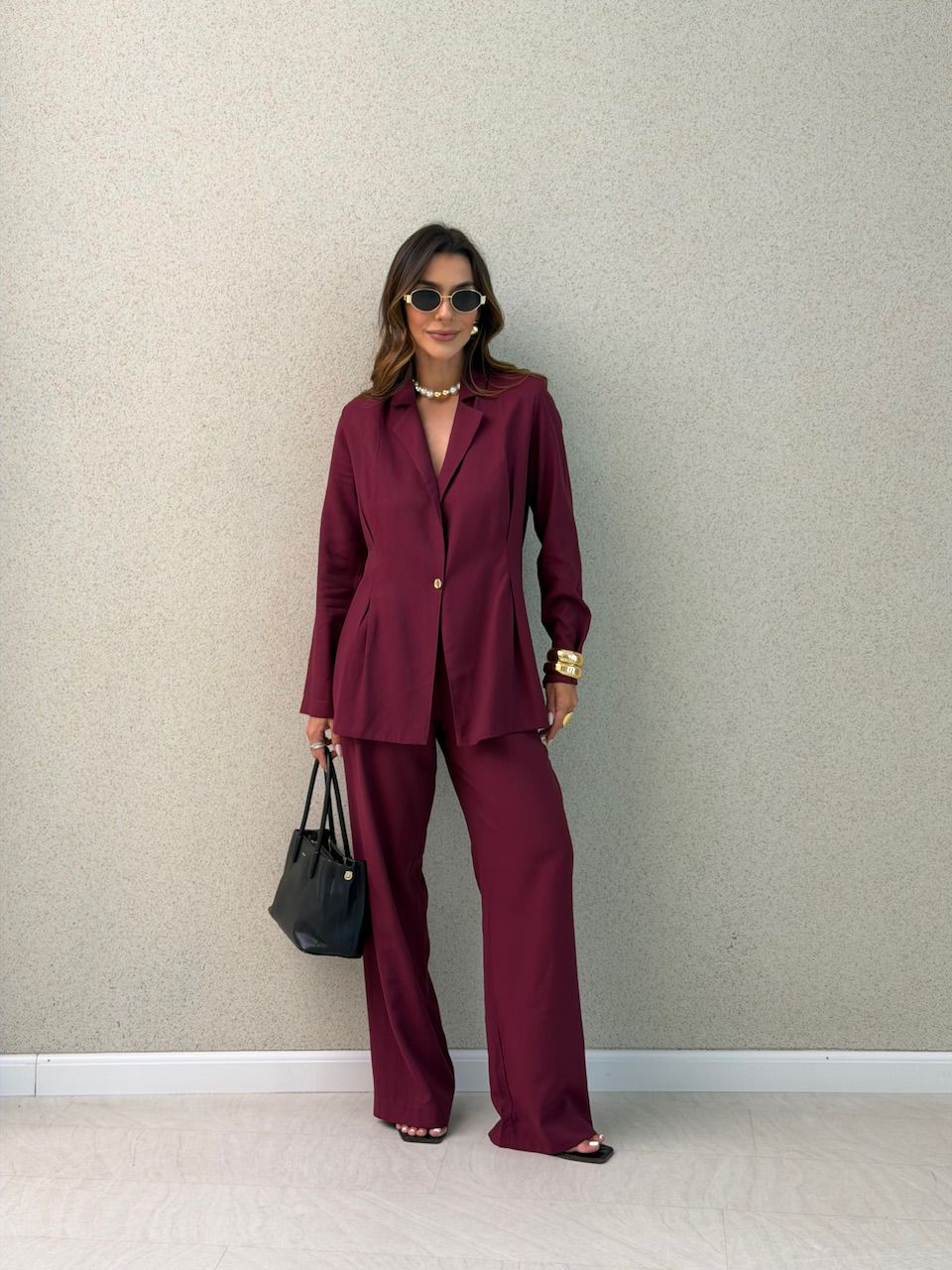 CONJUNTO VIVIAN BLAZER VINHO - 0076470168 - CAROLLA FERRARO