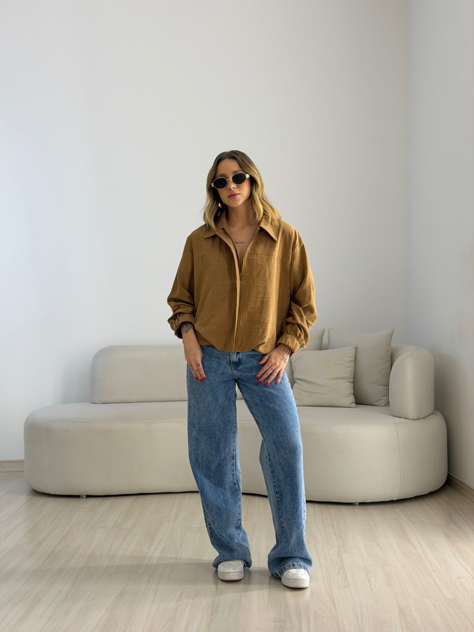 JAQUETA MADALENA GOLA CARAMELO