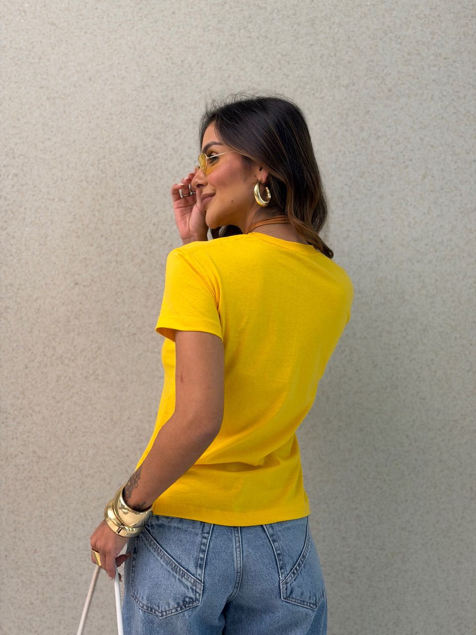 T-SHIRT BRASIL BABY LOOK AMARELA