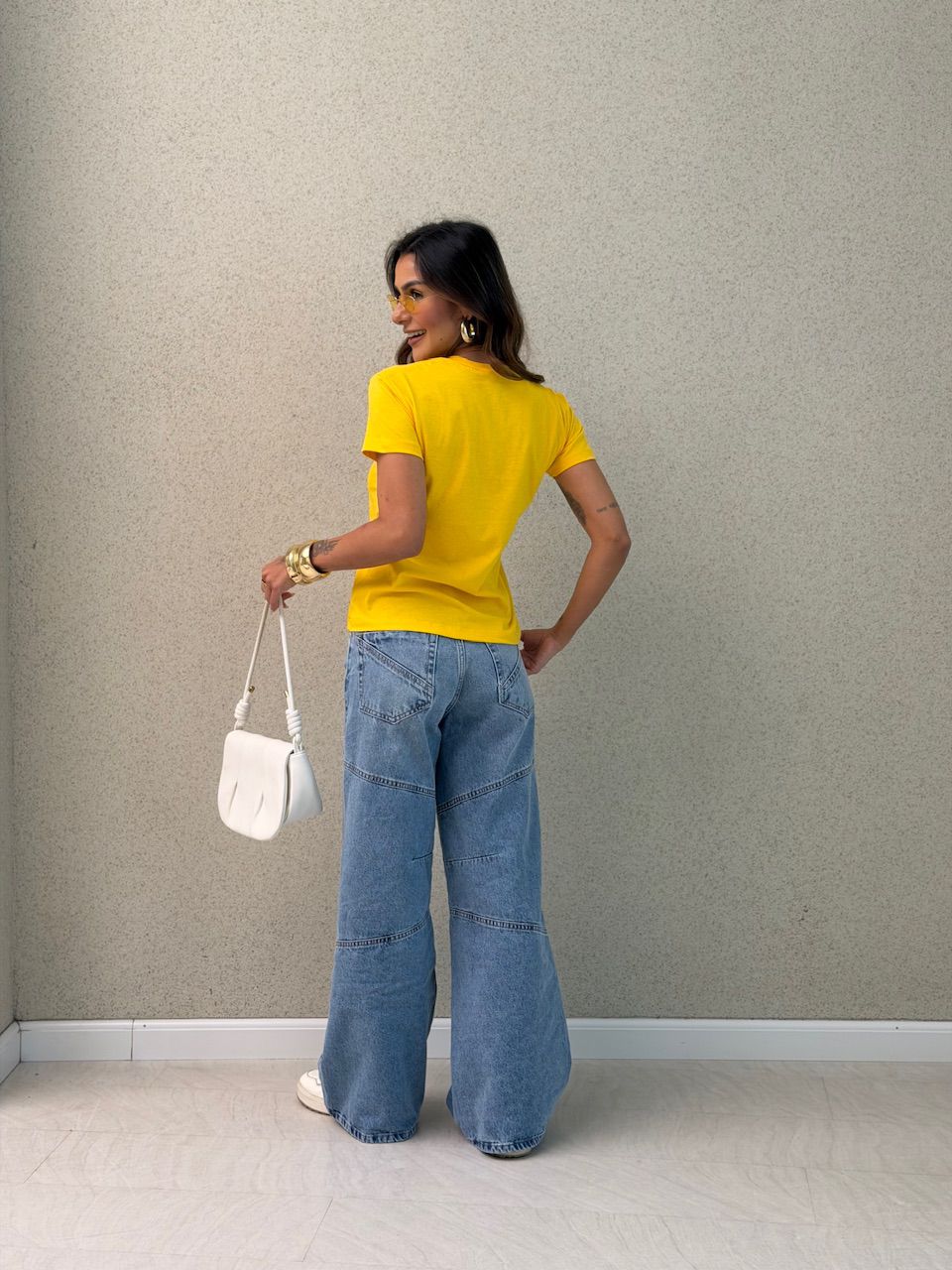 T-SHIRT BRASIL BABY LOOK AMARELA