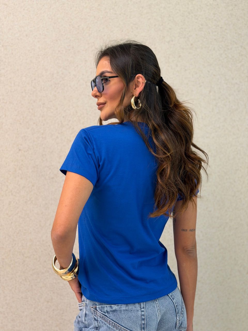 T-SHIRT BRASIL BABY LOOK AZUL