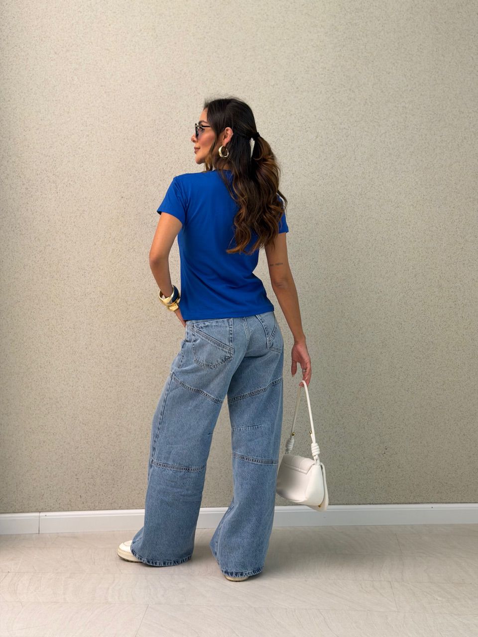 T-SHIRT BRASIL BABY LOOK AZUL