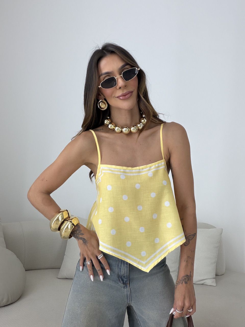 BLUSA MARISA ALCINHA AMARELA - 0081040112 - CAROLLA FERRARO