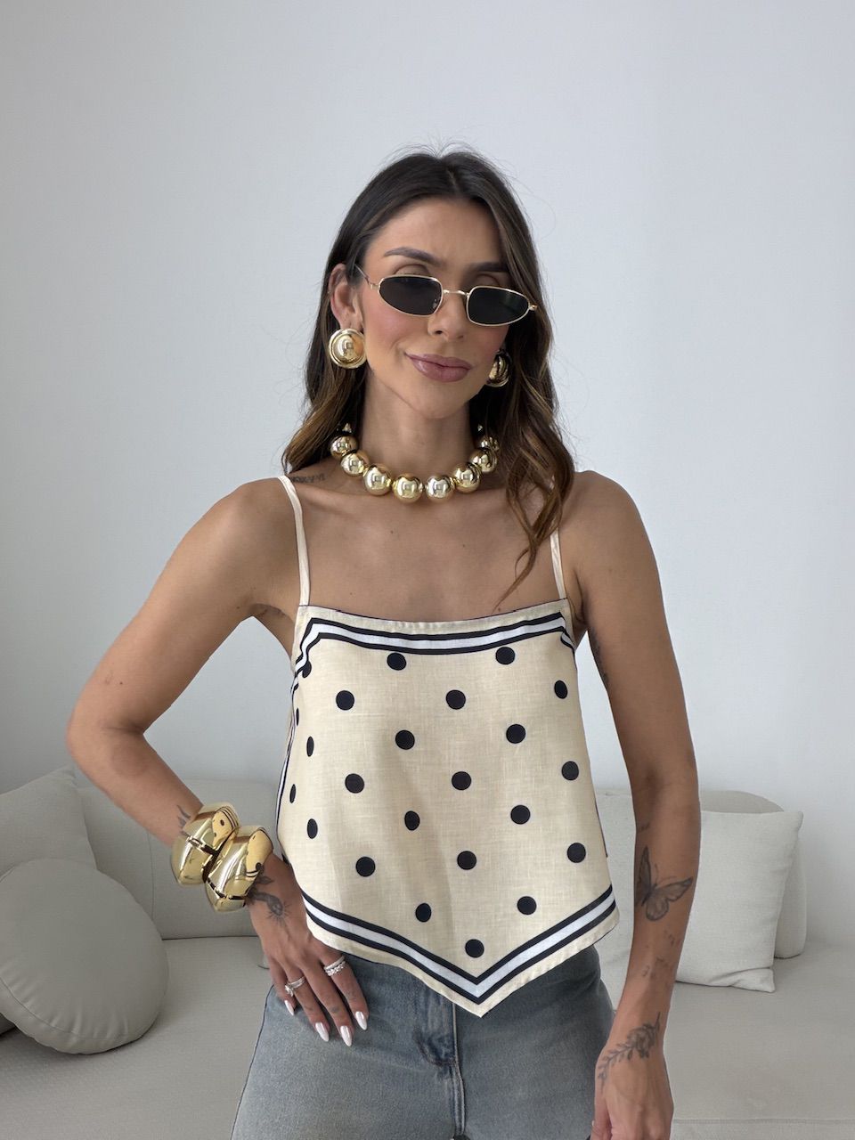 BLUSA MARISA ALCINHA CREME - 0081040087 - CAROLLA FERRARO