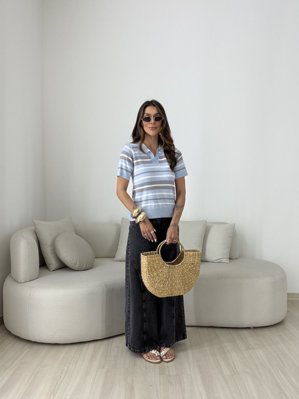 BLUSA TERESA LISTRAS AZUL