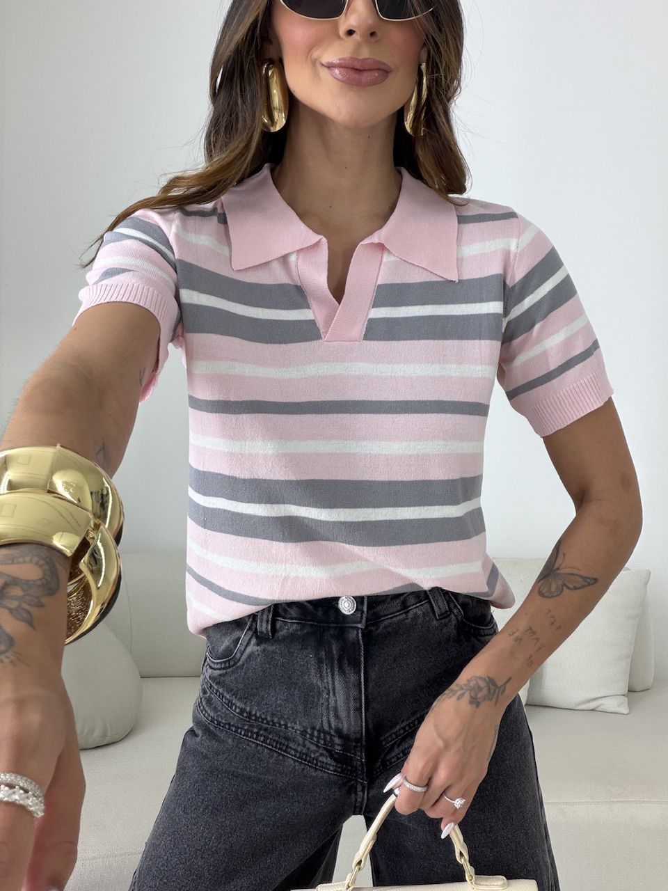 BLUSA TERESA LISTRAS ROSA