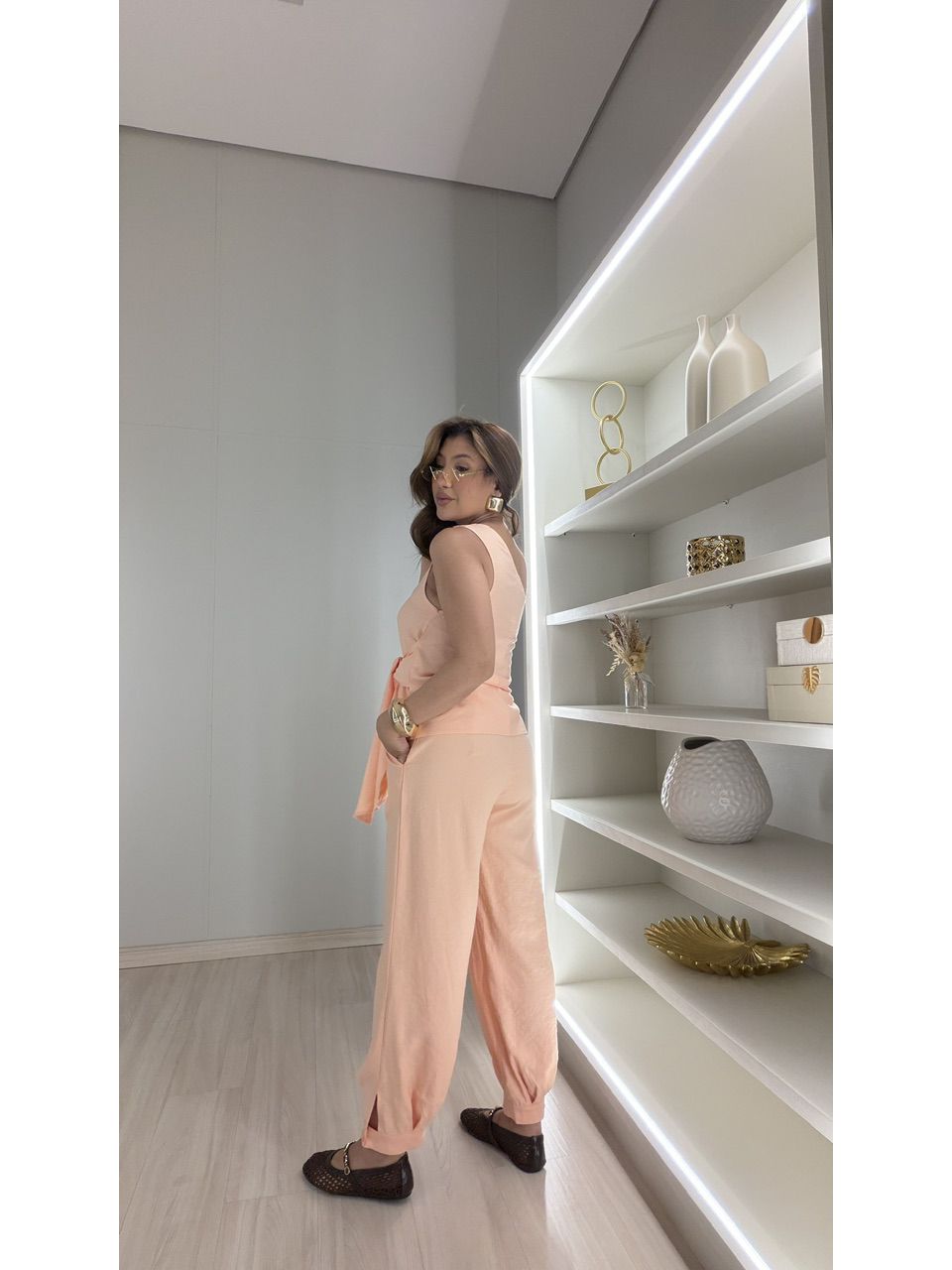 CONJUNTO LOUISE NULA MANGA PÊSSEGO