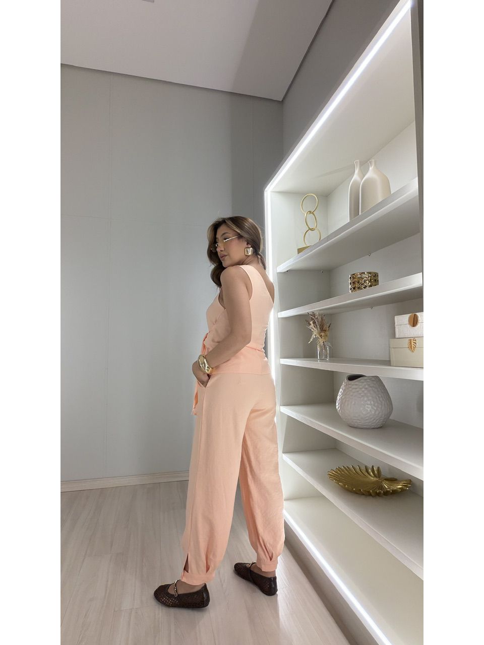 CONJUNTO LOUISE NULA MANGA PÊSSEGO