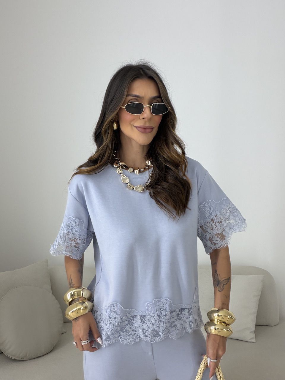 CONJUNTO SABRINA BLUSA RENDA AZUL