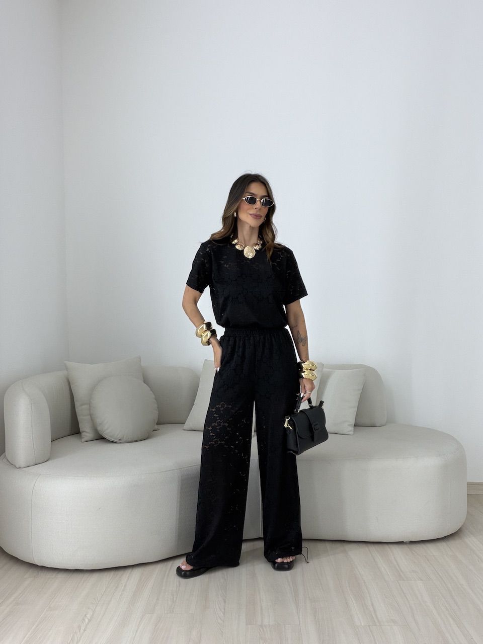CONJUNTO VANESSA RENDA PRETO - 0080980032 - CAROLLA FERRARO