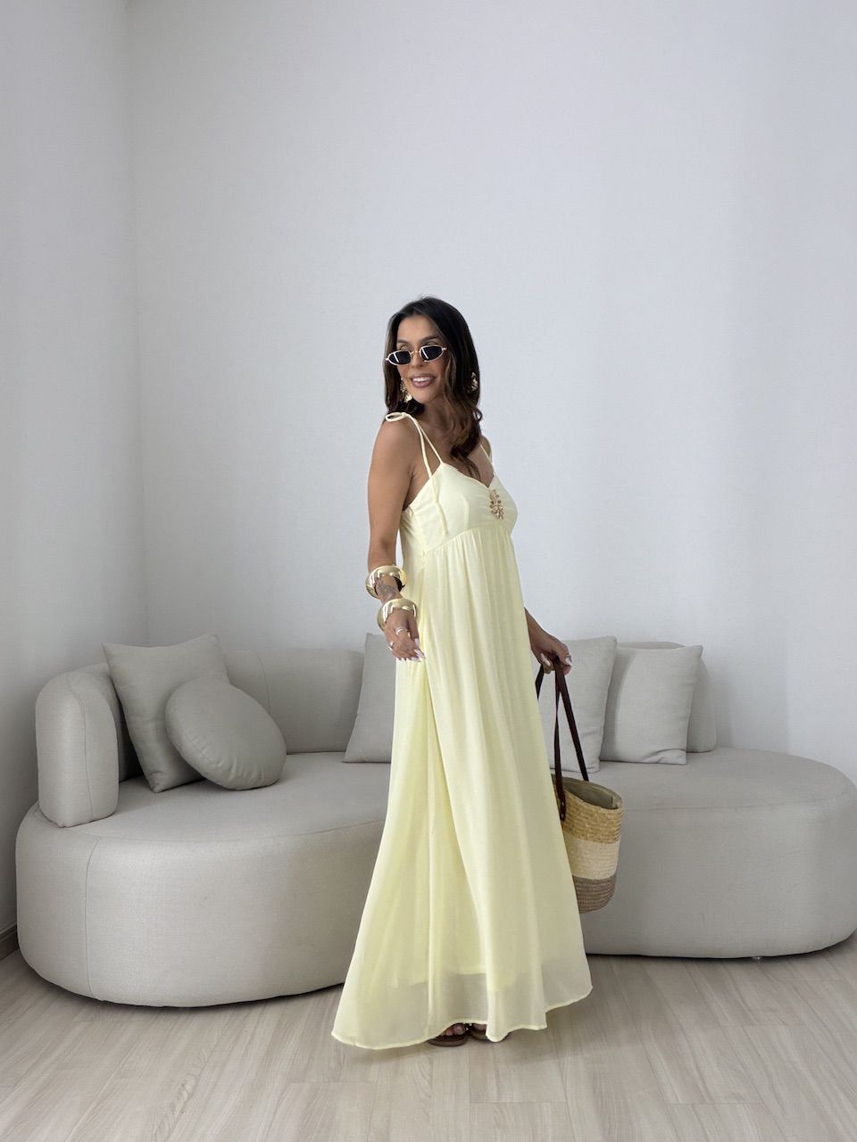 VESTIDO ANTONELA METAL AMARELO