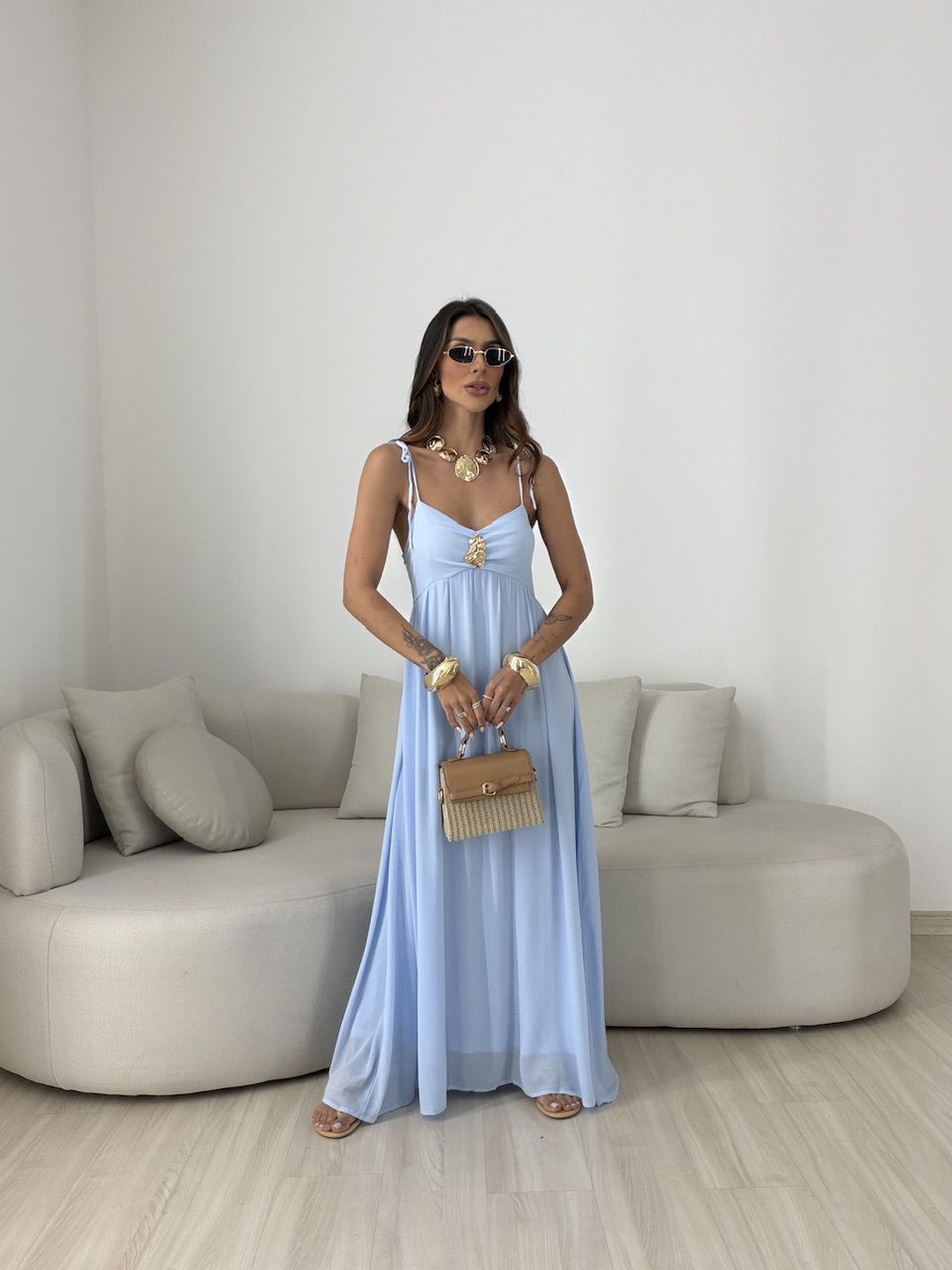 VESTIDO ANTONELA METAL AZUL