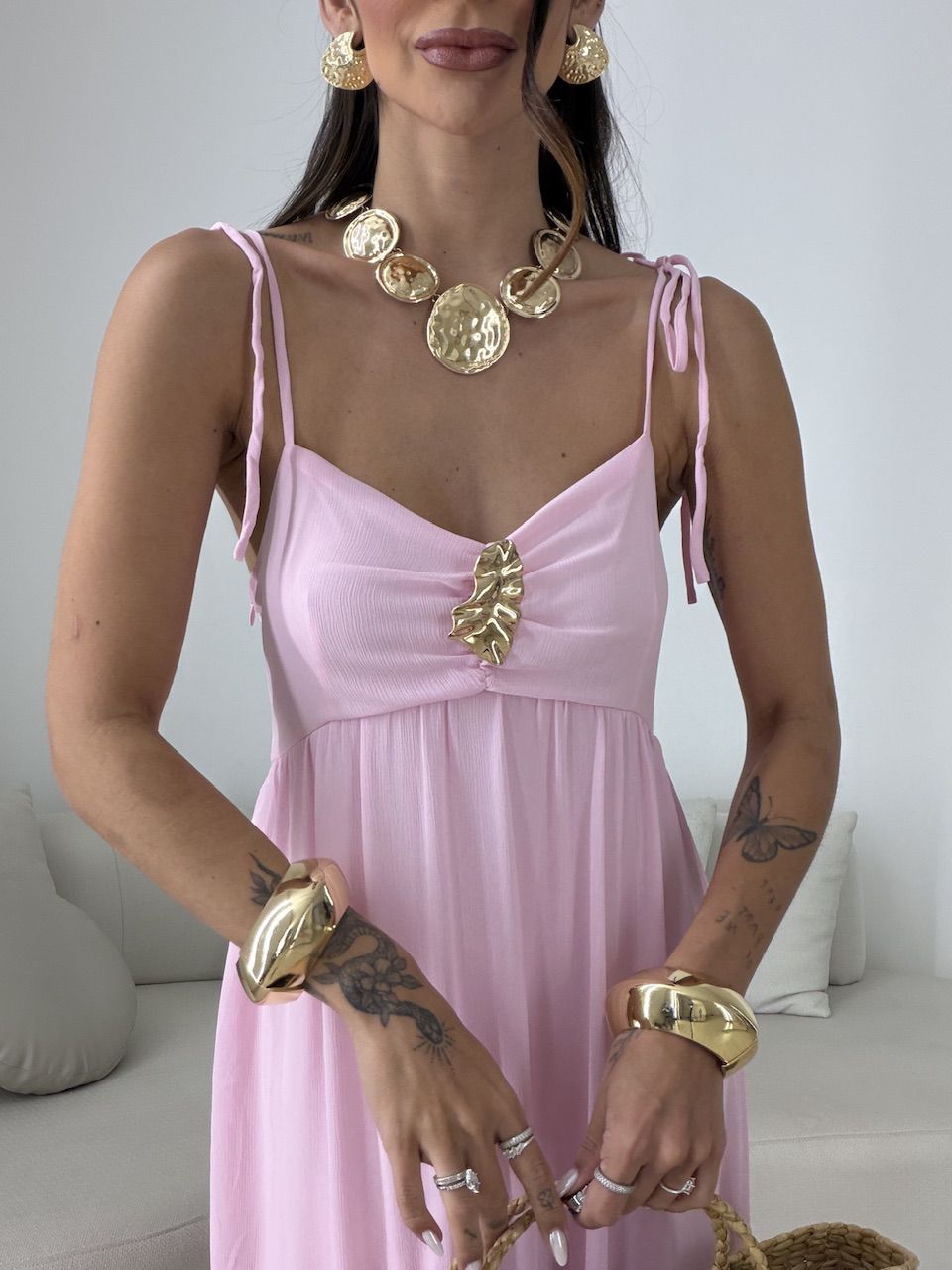 VESTIDO ANTONELA METAL ROSA