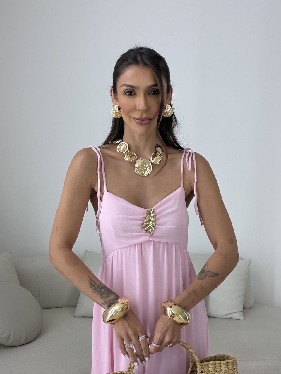 VESTIDO ANTONELA METAL ROSA