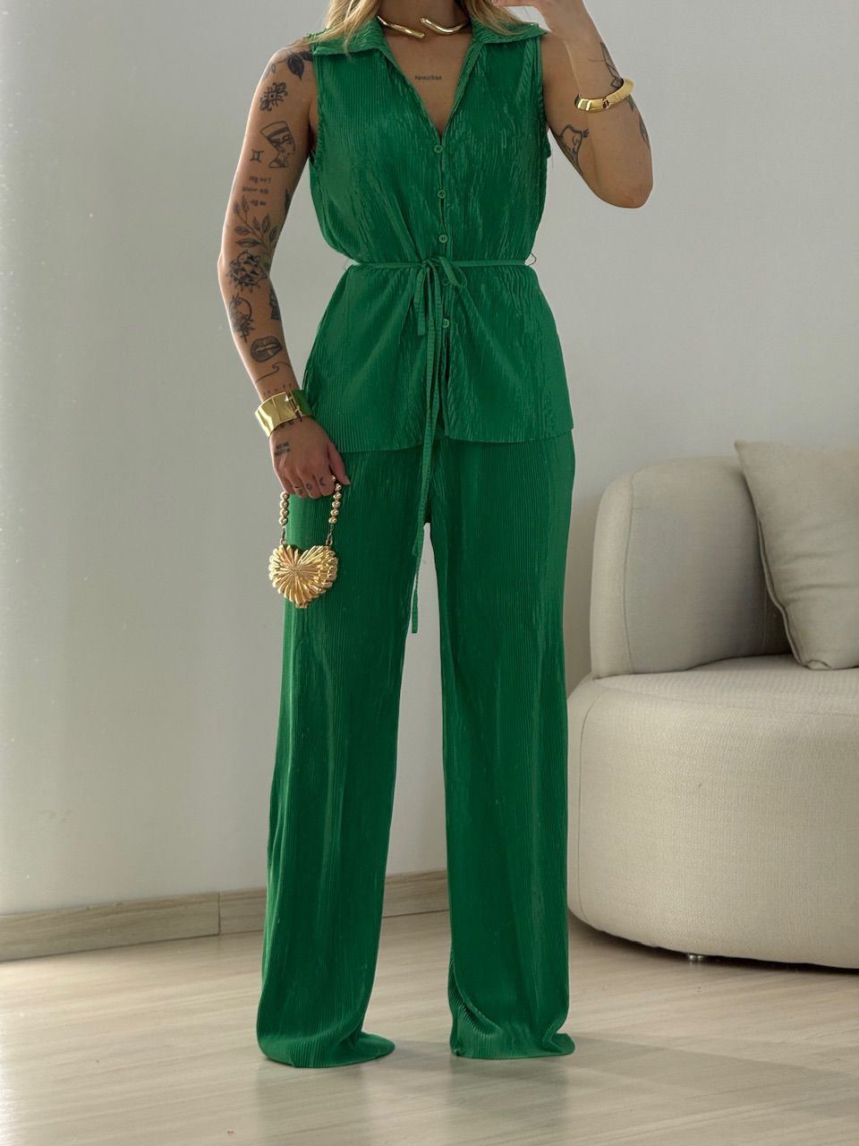 CONJUNTO LUCIANA PLISSADO VERDE