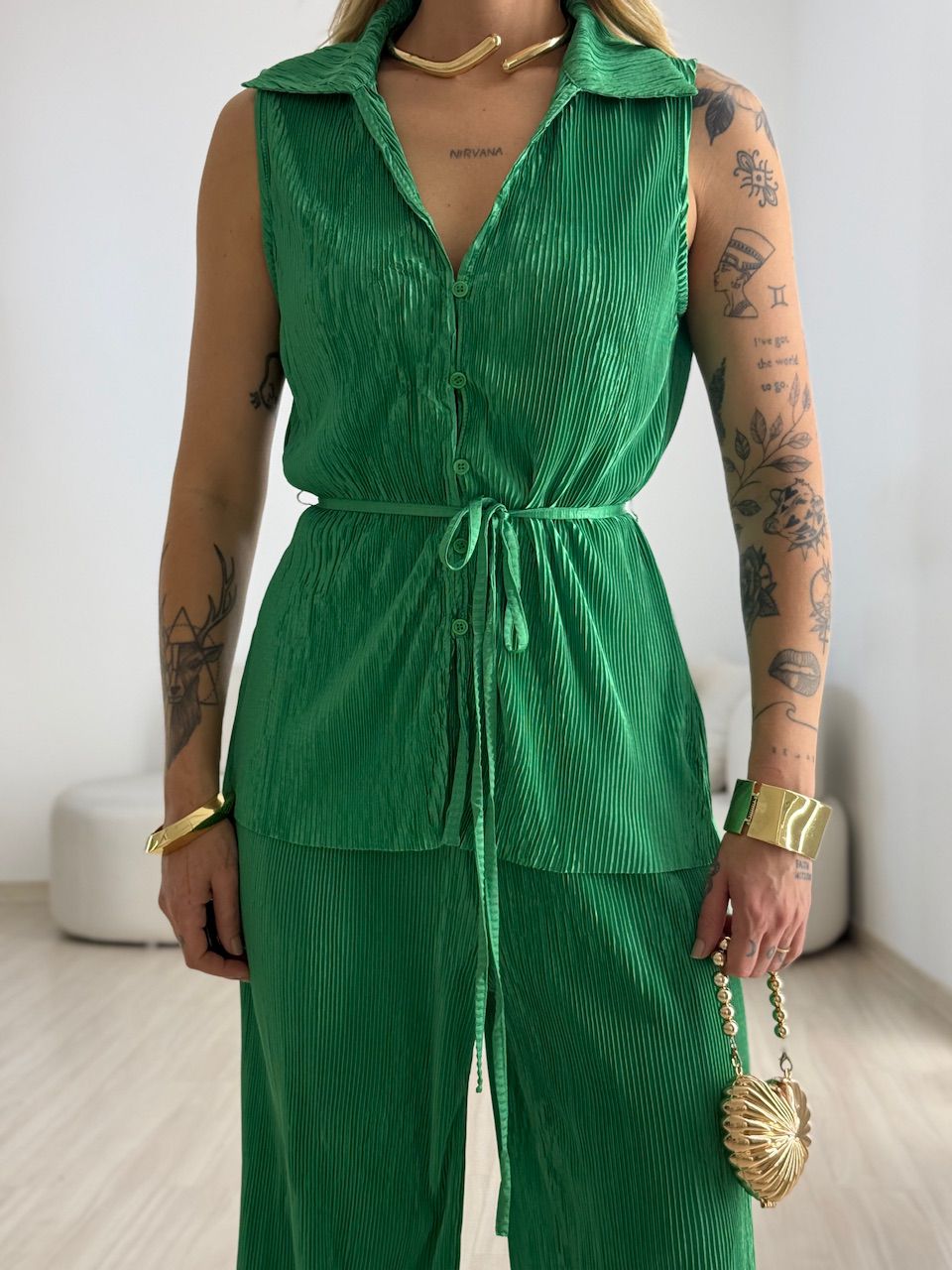 CONJUNTO LUCIANA PLISSADO VERDE