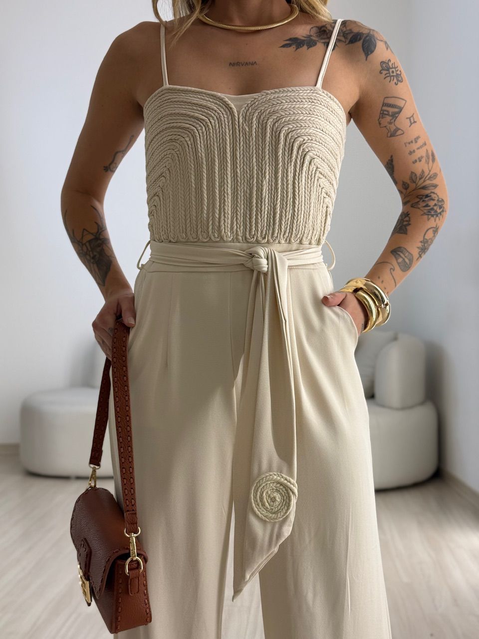 MACACÃO GISELE TRANÇA AREIA