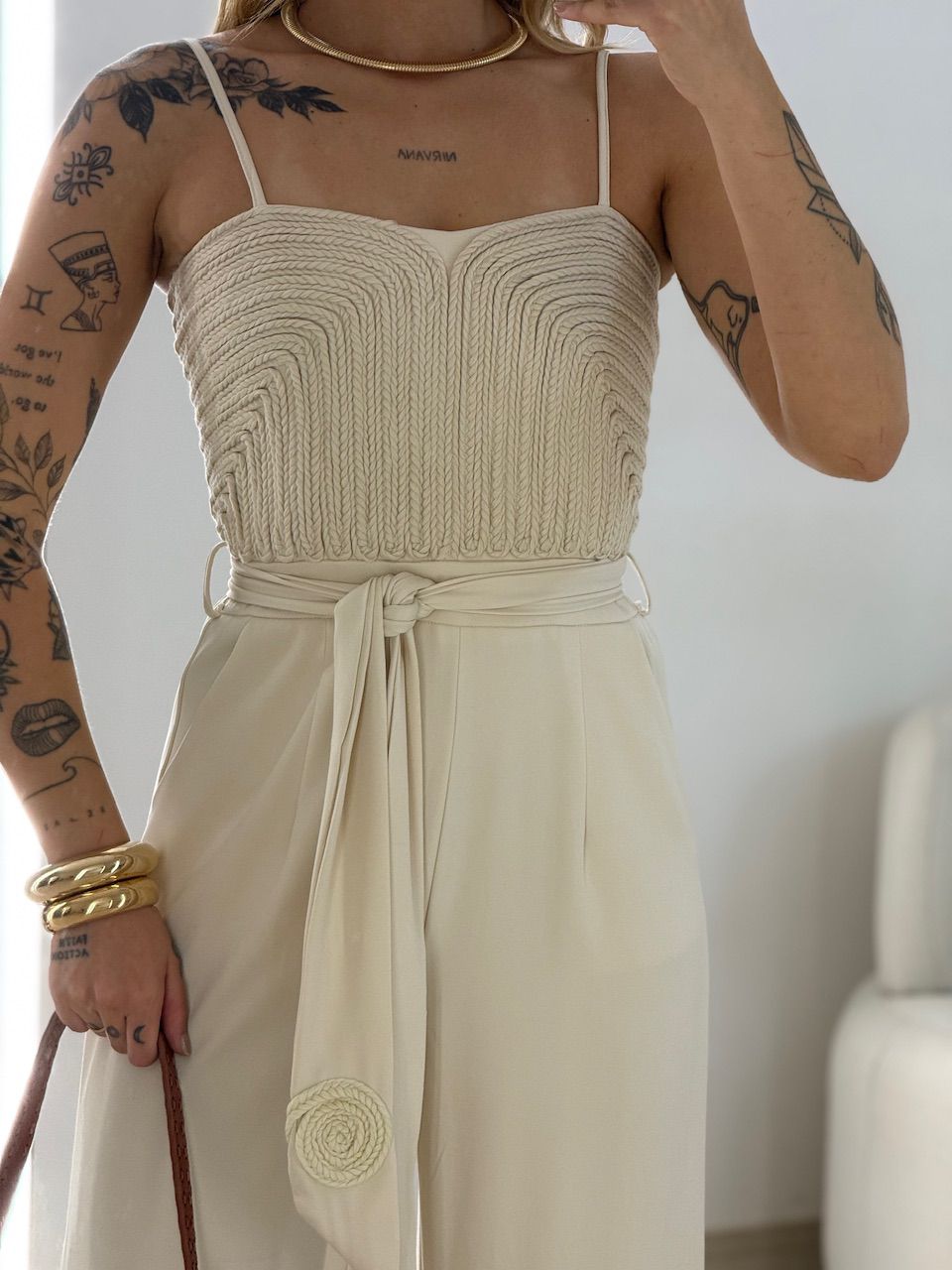 MACACÃO GISELE TRANÇA AREIA