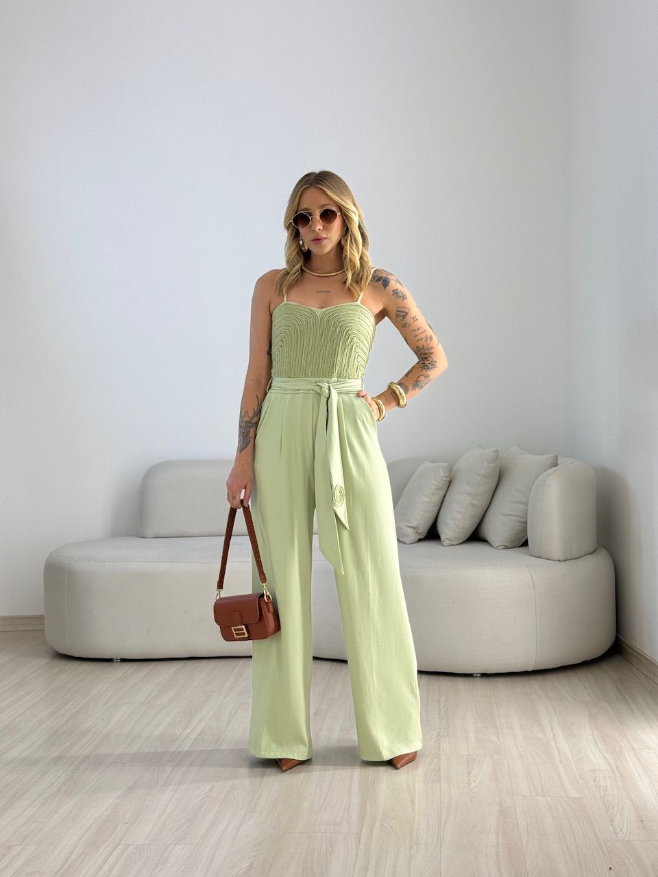 MACACÃO GISELE TRANÇA BABY GREEN