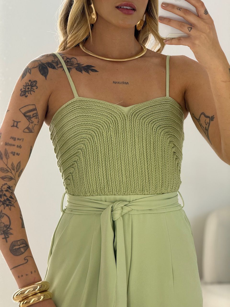 MACACÃO GISELE TRANÇA BABY GREEN