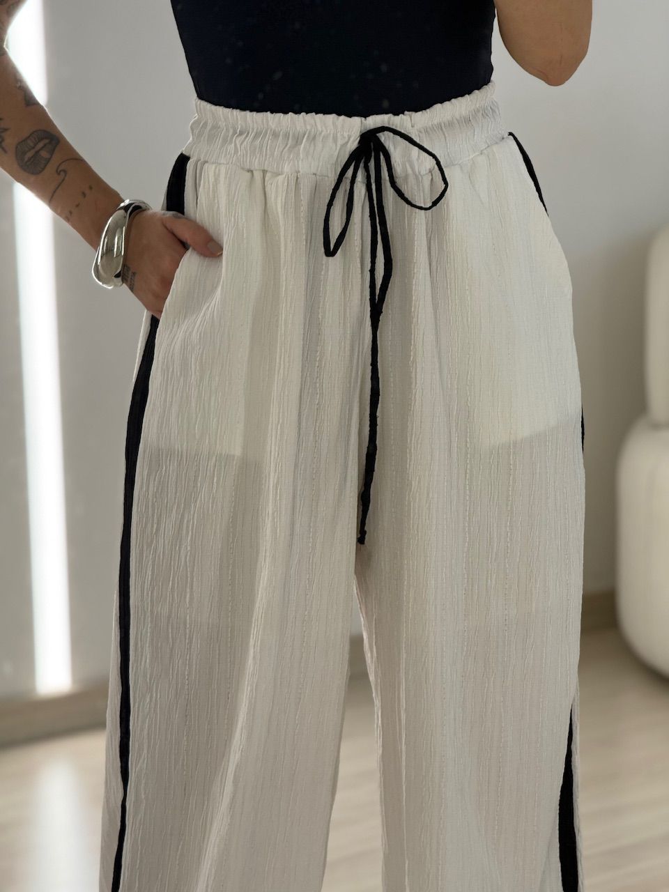 CALÇA MICHELE CF BICOLOR BRANCA