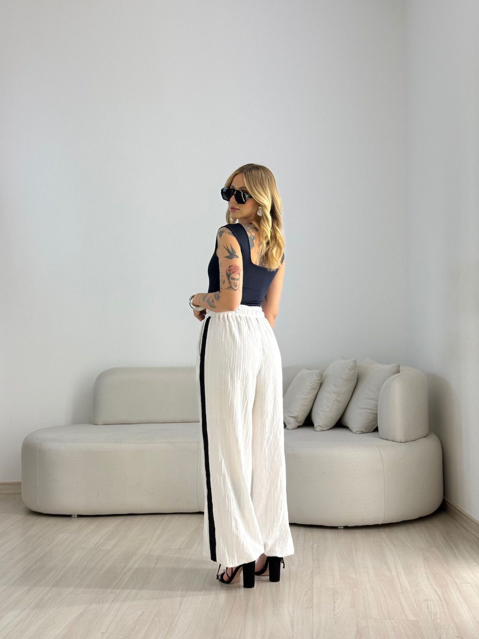 CALÇA MICHELE CF BICOLOR BRANCA