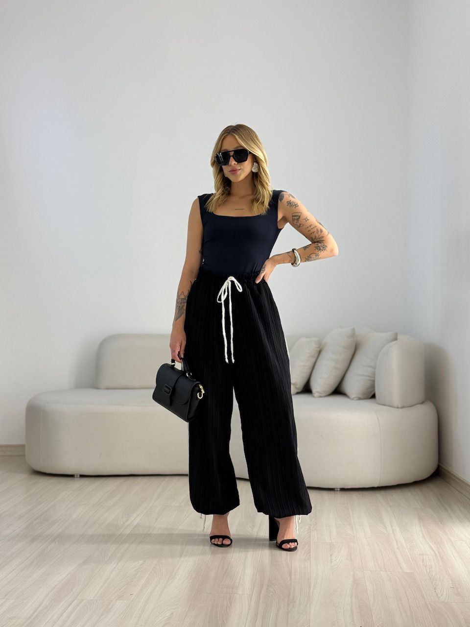 CALÇA MICHELE CF BICOLOR PRETA