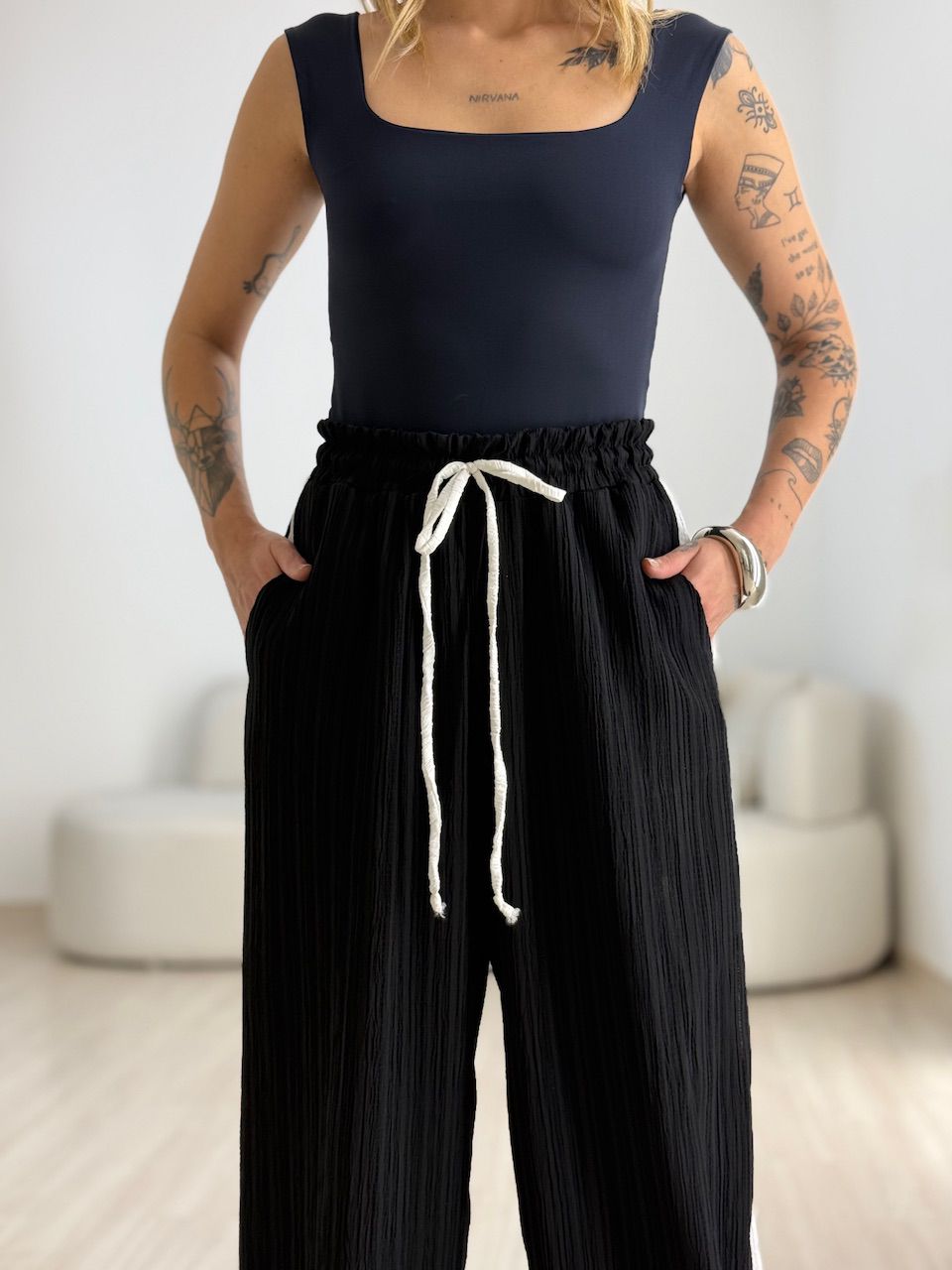 CALÇA MICHELE CF BICOLOR PRETA