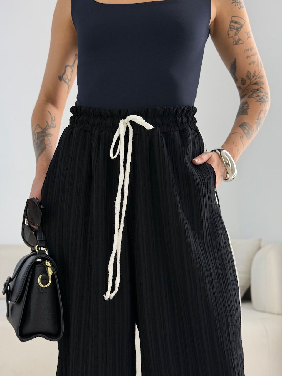 CALÇA MICHELE CF BICOLOR PRETA
