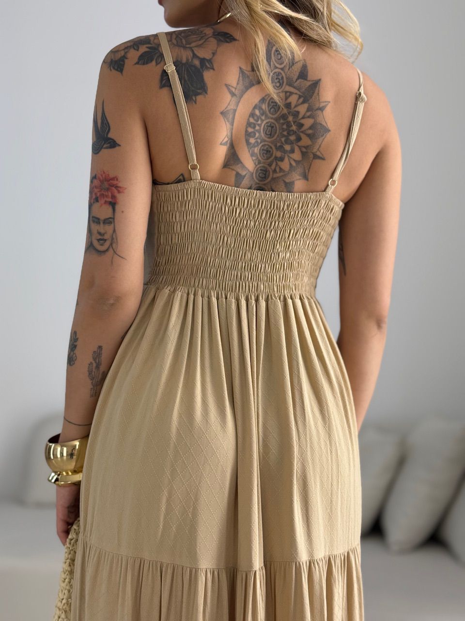 VESTIDO CECÍLIA ALCINHA CAQUI