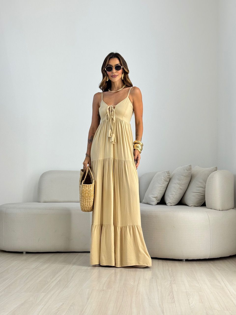 VESTIDO CECÍLIA ALCINHA CAQUI
