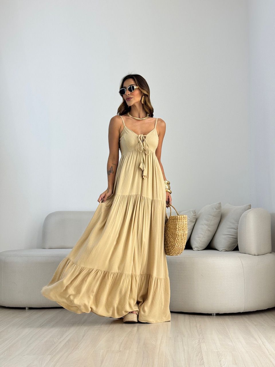 VESTIDO CECÍLIA ALCINHA CAQUI