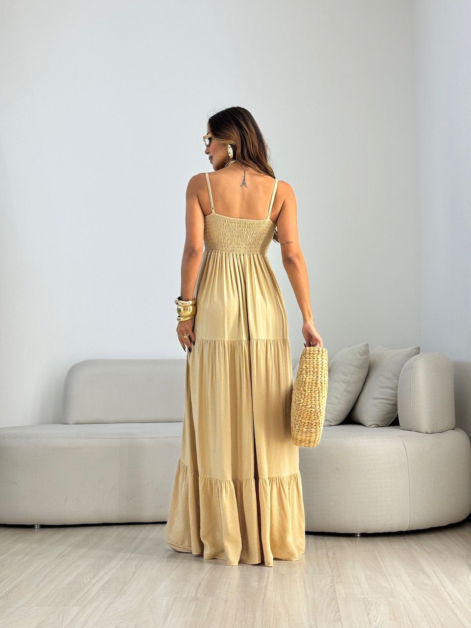 VESTIDO CECÍLIA ALCINHA CAQUI