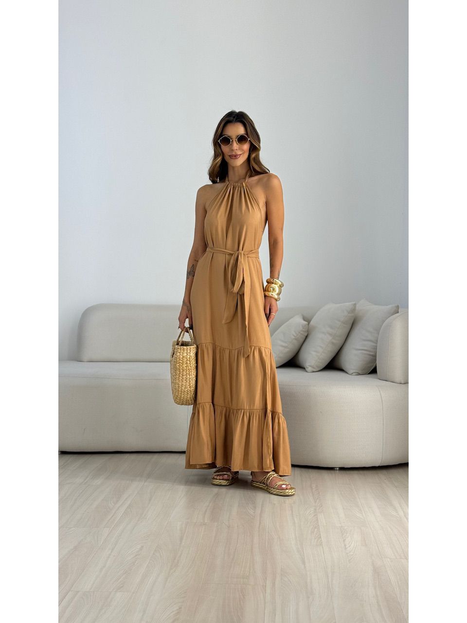 VESTIDO JASMIN FRENTE ÚNICA NUDE - 0070550049 - CAROLLA FERRARO