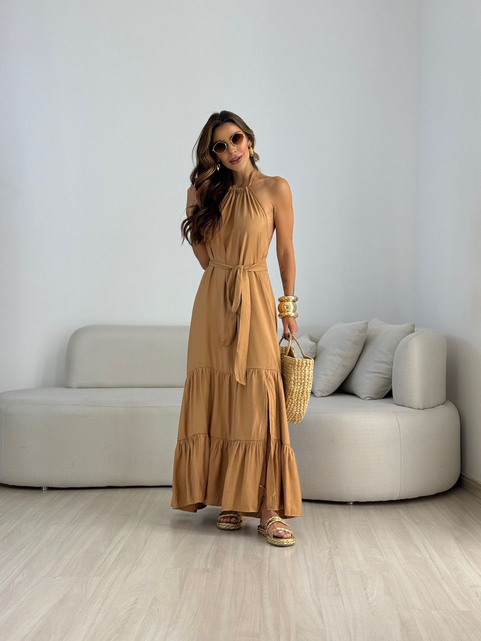 VESTIDO JASMIN FRENTE ÚNICA NUDE