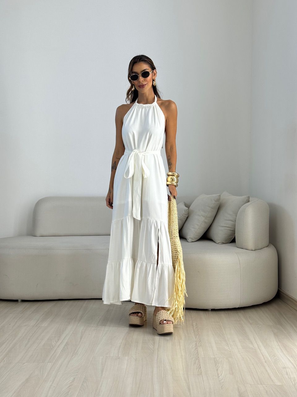 VESTIDO JASMIN FRENTE ÚNICA OFF - 0070550326 - CAROLLA FERRARO