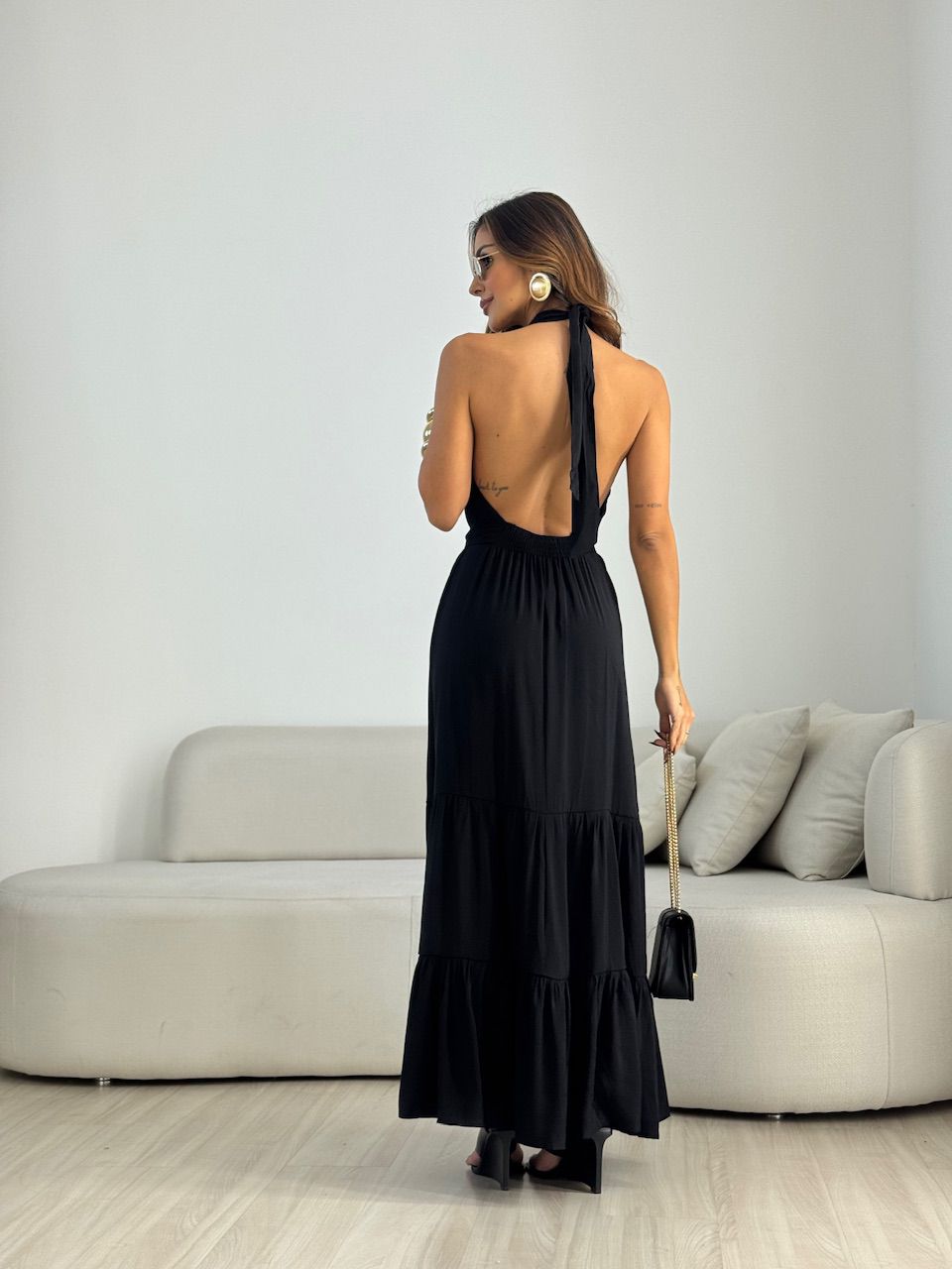 VESTIDO JASMIN FRENTE ÚNICA PRETO