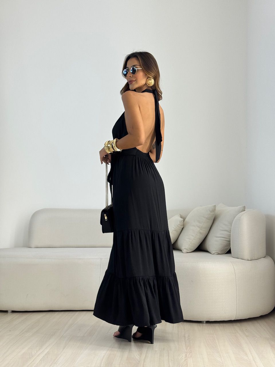 VESTIDO JASMIN FRENTE ÚNICA PRETO