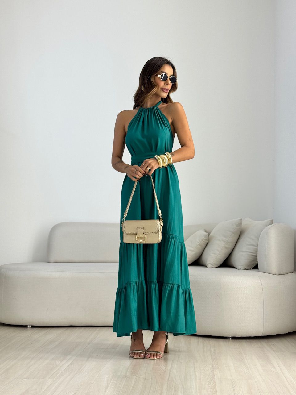VESTIDO JASMIN FRENTE ÚNICA VERDE