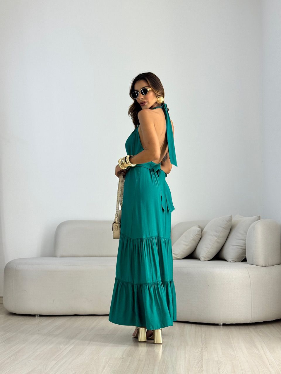 VESTIDO JASMIN FRENTE ÚNICA VERDE