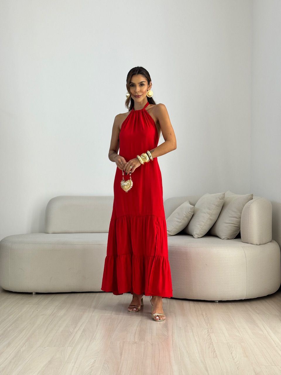 VESTIDO JASMIN FRENTE ÚNICA VERMELHO
