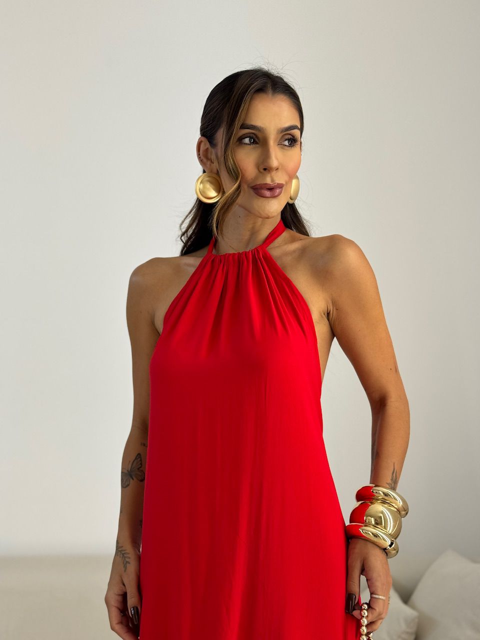 VESTIDO JASMIN FRENTE ÚNICA VERMELHO