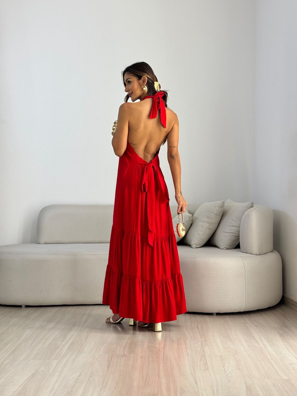 VESTIDO JASMIN FRENTE ÚNICA VERMELHO