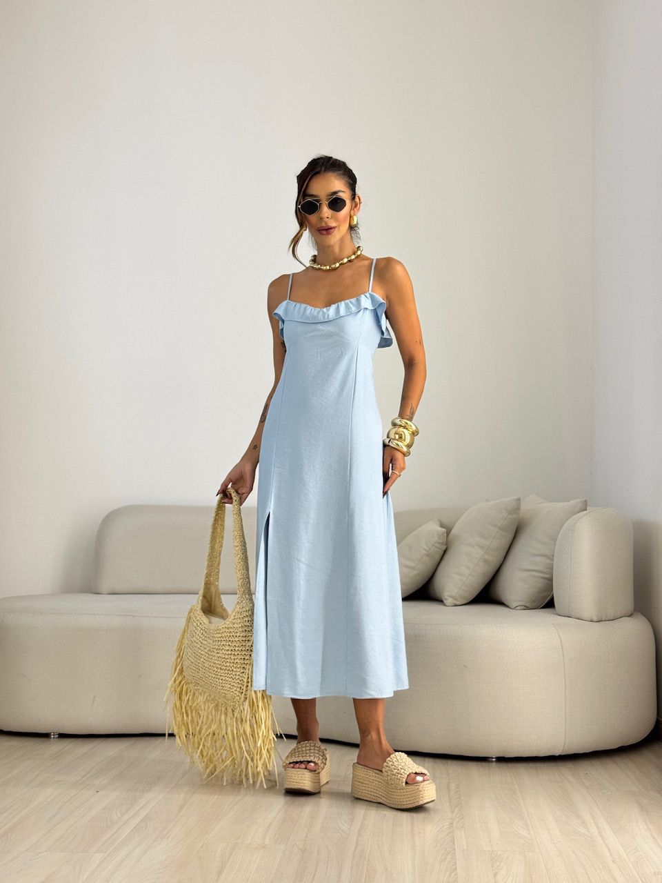 VESTIDO MIRIAN LONGUETE BABY BLUE