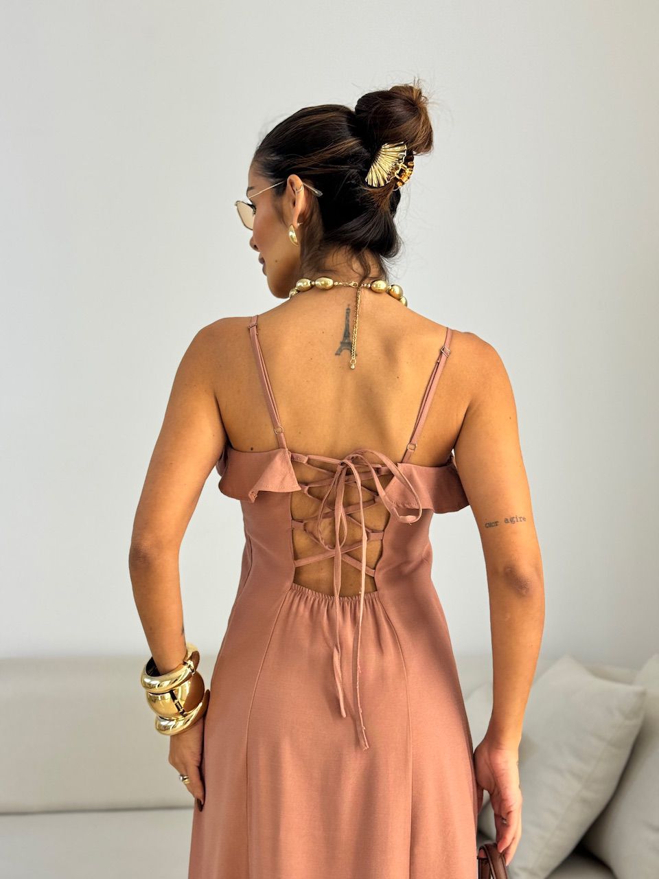 VESTIDO MIRIAN LONGUETE CAPUCCINO 