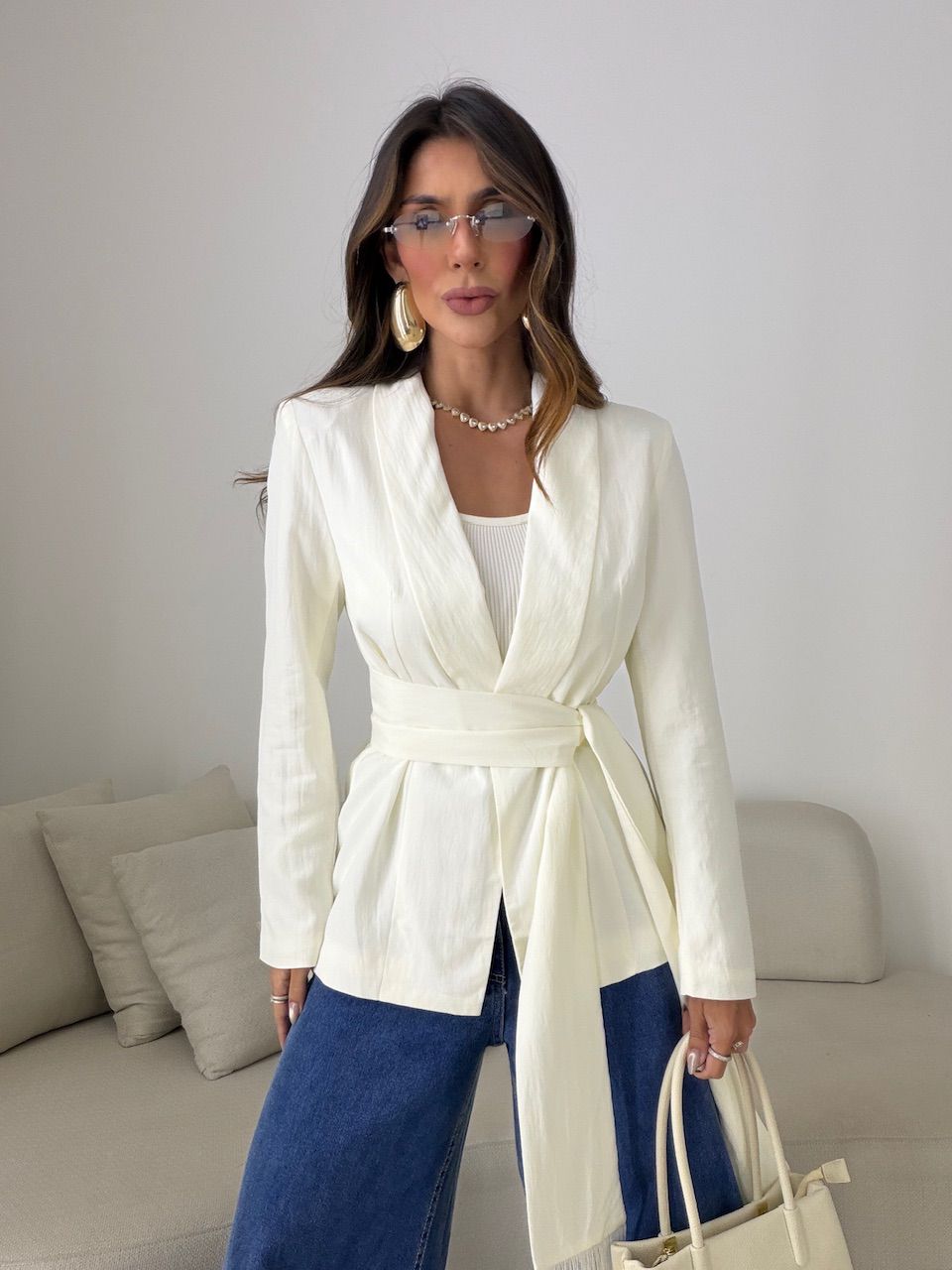 BLAZER DANIELA CACHECOL MARFIM - 0082150056 - CAROLLA FERRARO