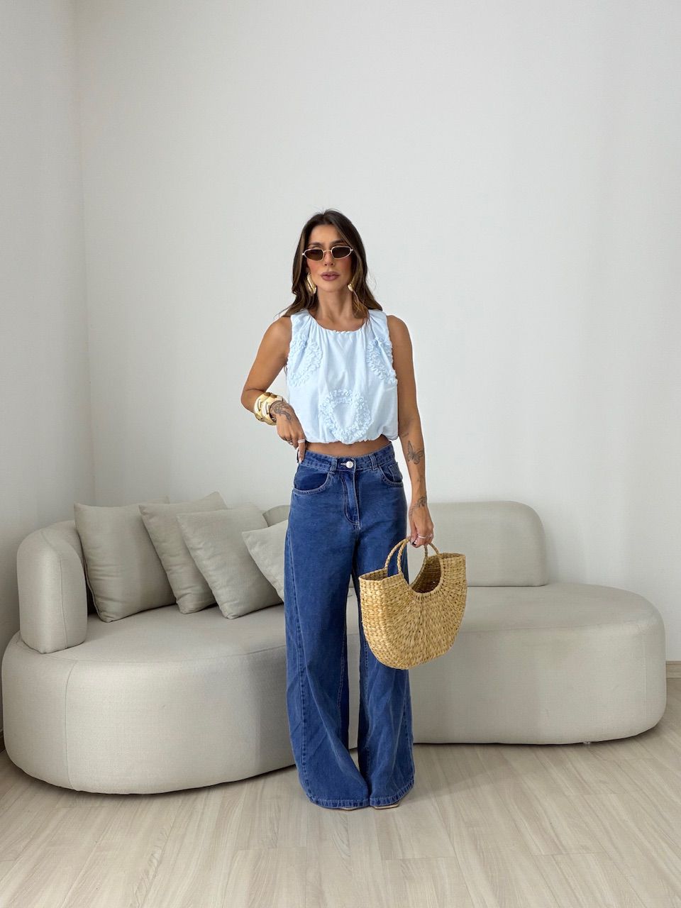 BLUSA LAUANY CROPPED AZUL
