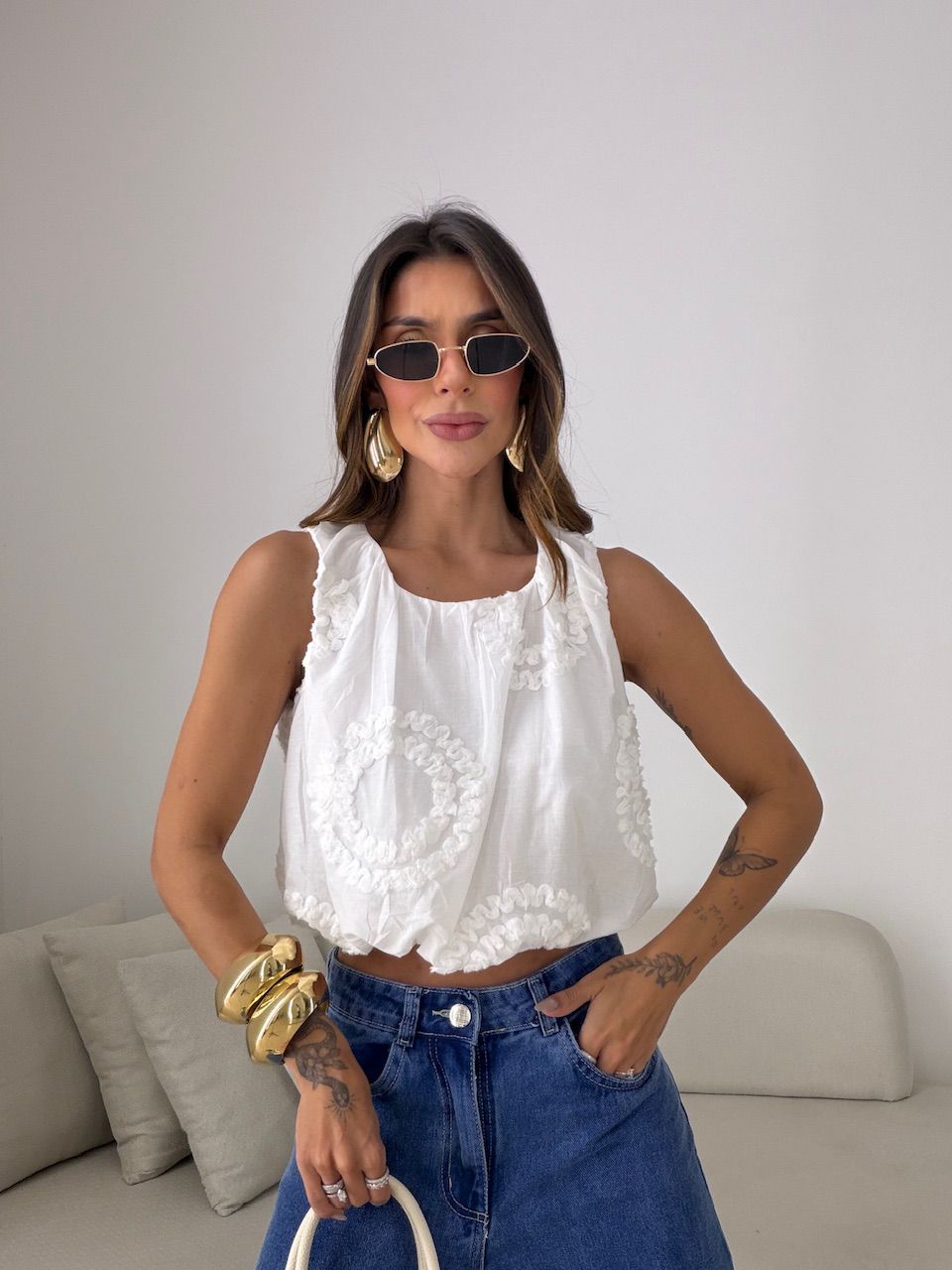 BLUSA LAUANY CROPPED OFF - 0082160048 - CAROLLA FERRARO