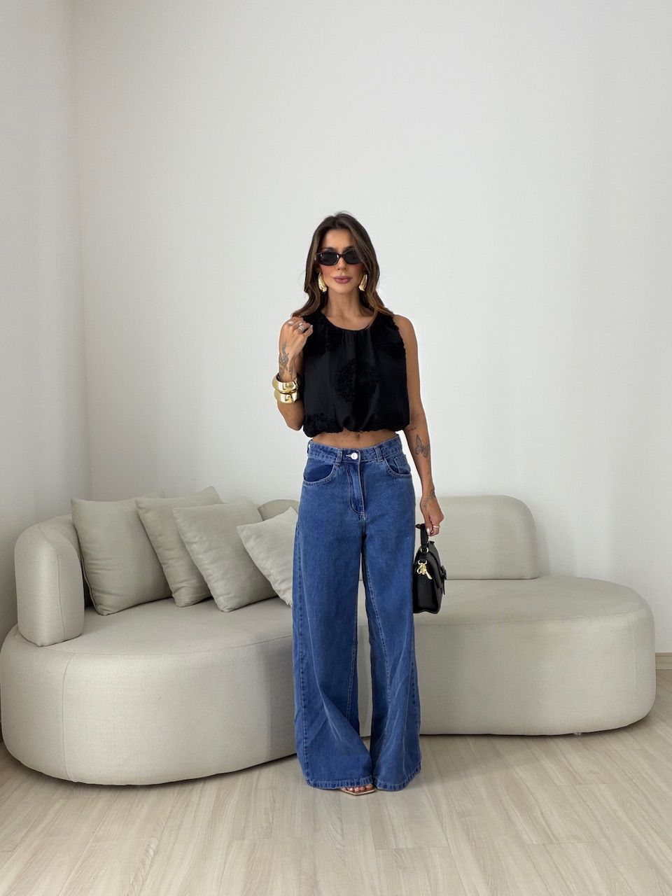 BLUSA LAUANY CROPPED PRETA